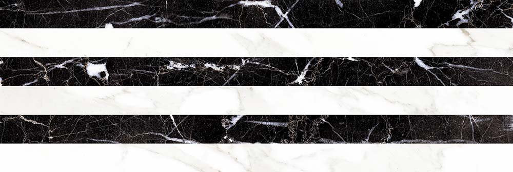 Fliese Carrara Relief Stripe Albinegro Brillo G 20x60
