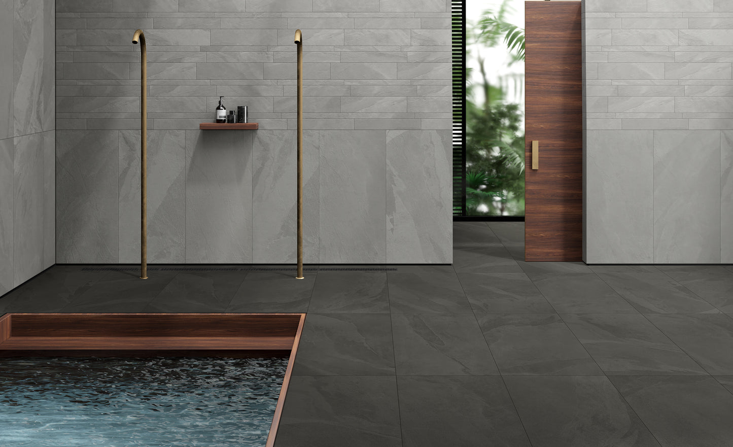 Fliese brasilianische Schieferschiene schwarz 60x60