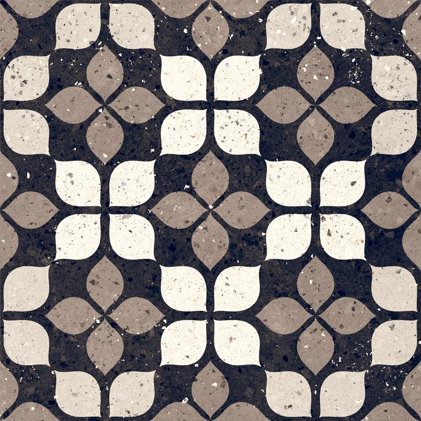 Frammenti Nero Fiore 20x20 Fliese
