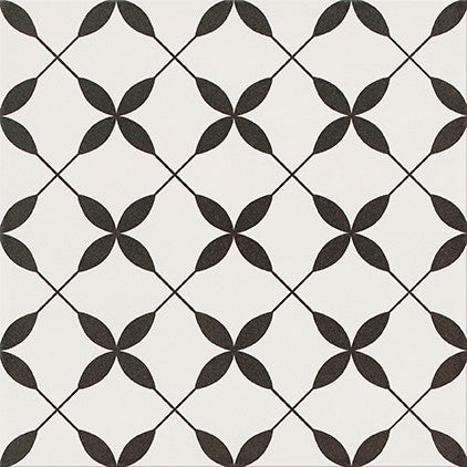 Fliese Patchwork Kleeblatt schwarz Muster 29,8x29,8
