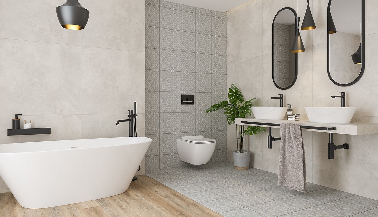 Fliese Patchwork Kobe hellgrau 29,8x29,8