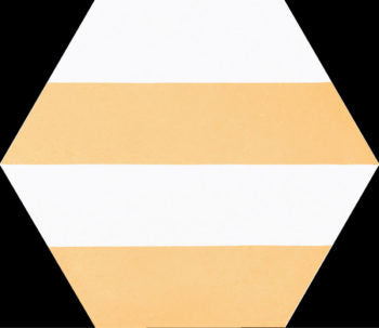 Gelbe Hex-Fliese von Porto Capri. 22x25