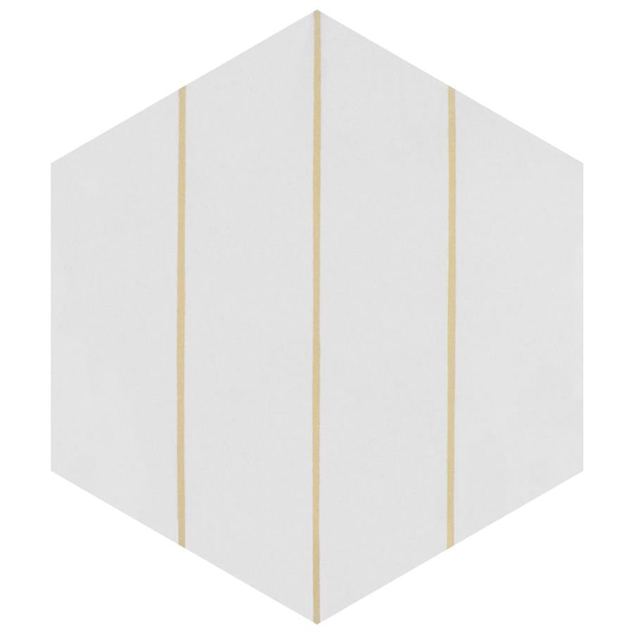 Gelbe Hex-Fliese von Porto Savona. 22x25