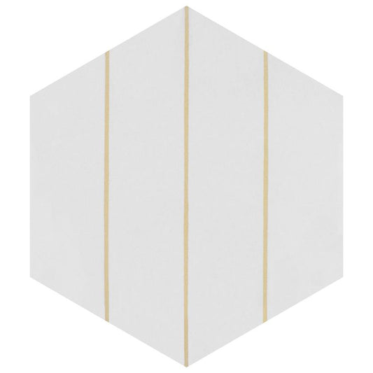Gelbe Hex-Fliese von Porto Savona. 22x25