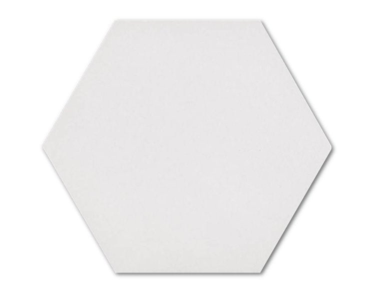 Weiße Hex-Fliese von Porto Capri. 22x25