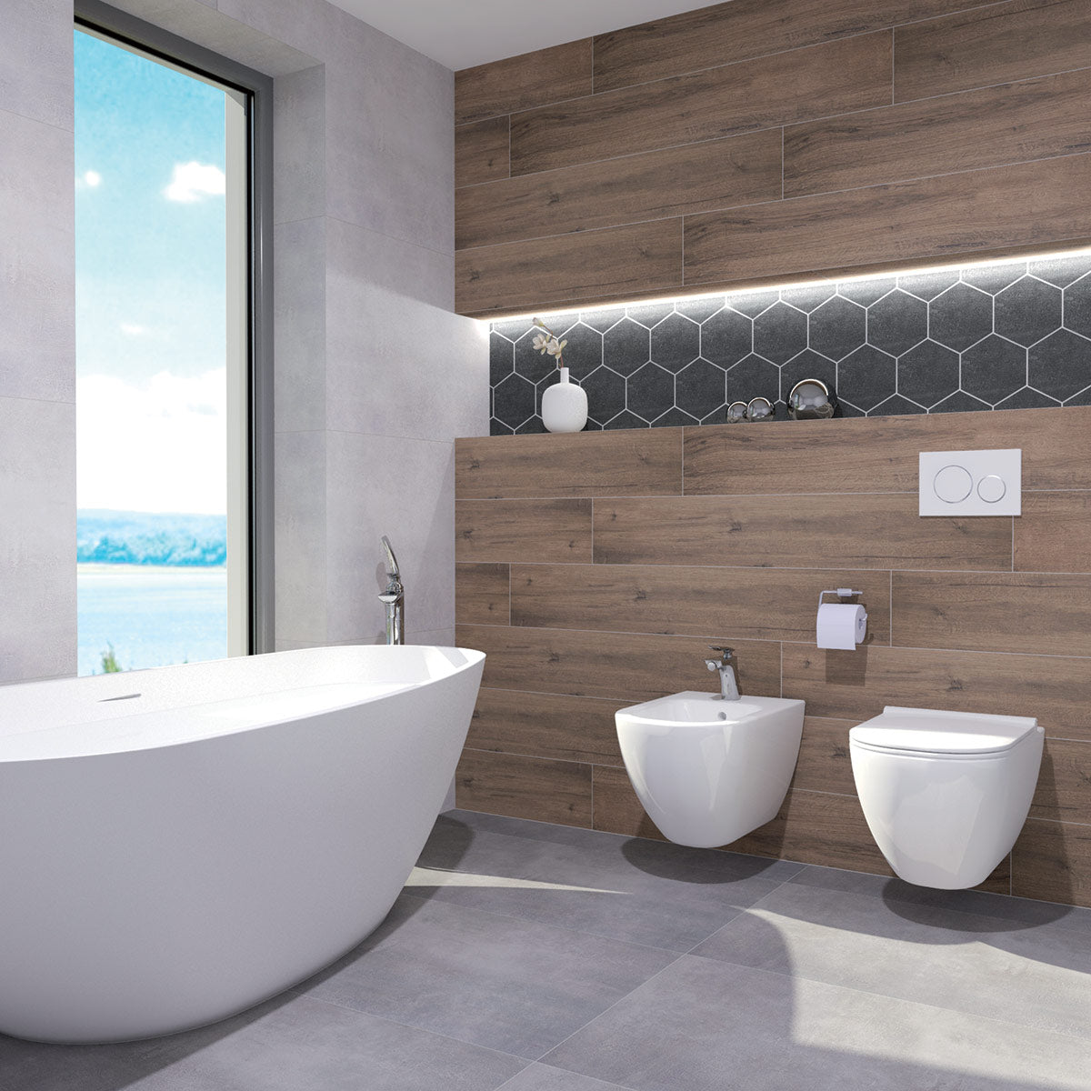 Fliese Stark Grey Hexagon 28,3x40,8