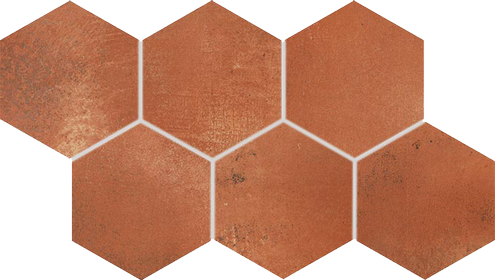 Tile Via rotbraunes Sechseck Rect. 21x37