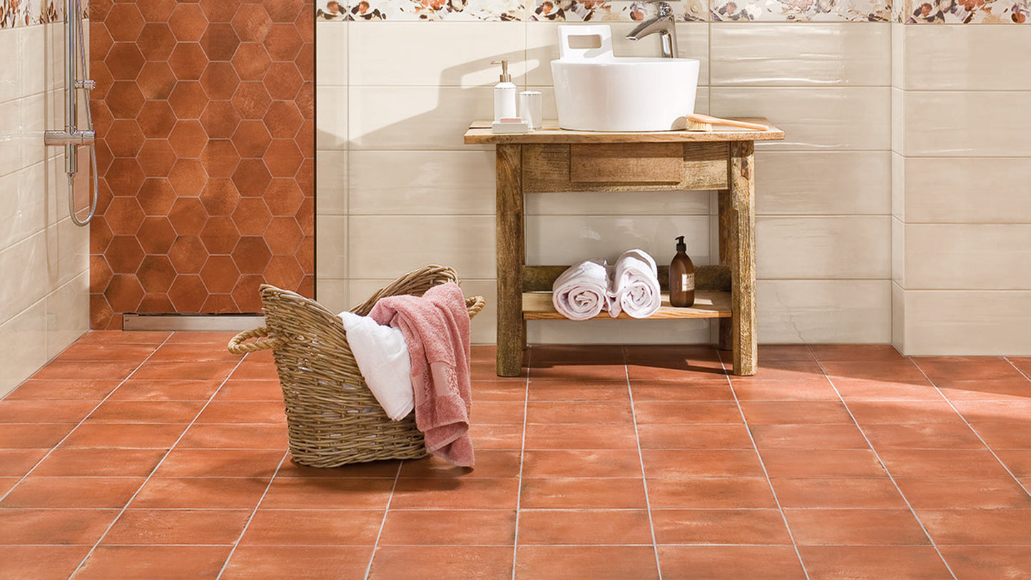 Tile Via rotbraunes Sechseck Rect. 21x37