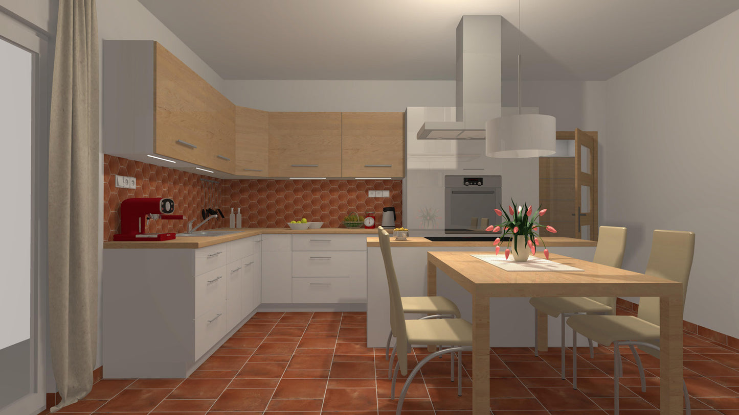 Tile Via rotbraunes Sechseck Rect. 21x37