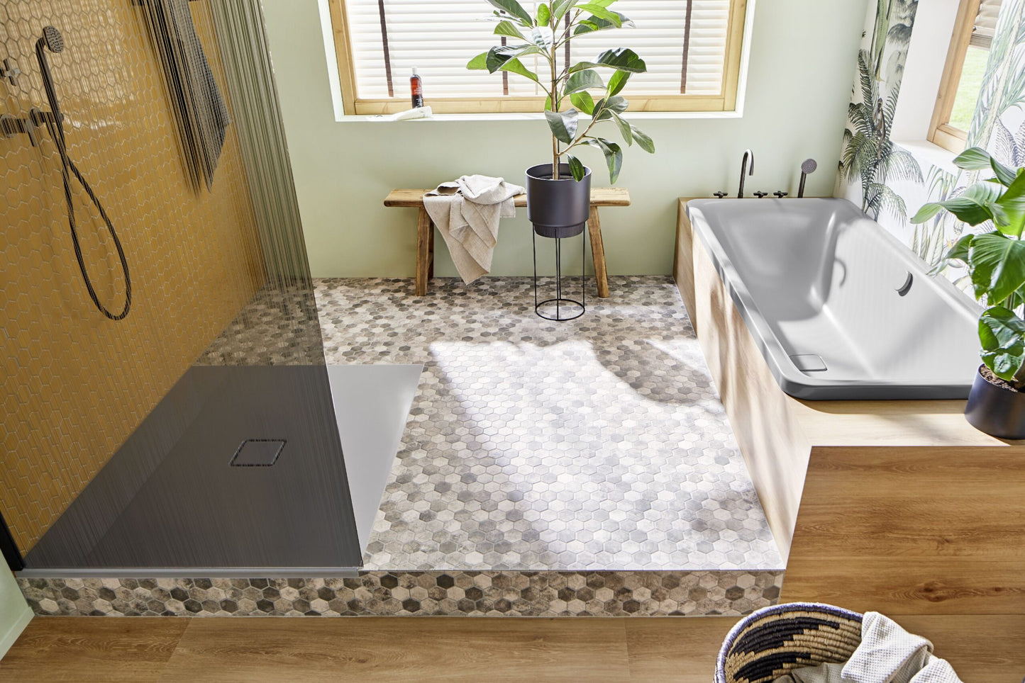 Mosaik Hexagon H HXLA 57 gelb 5,1x5,9 Antirutschmatte