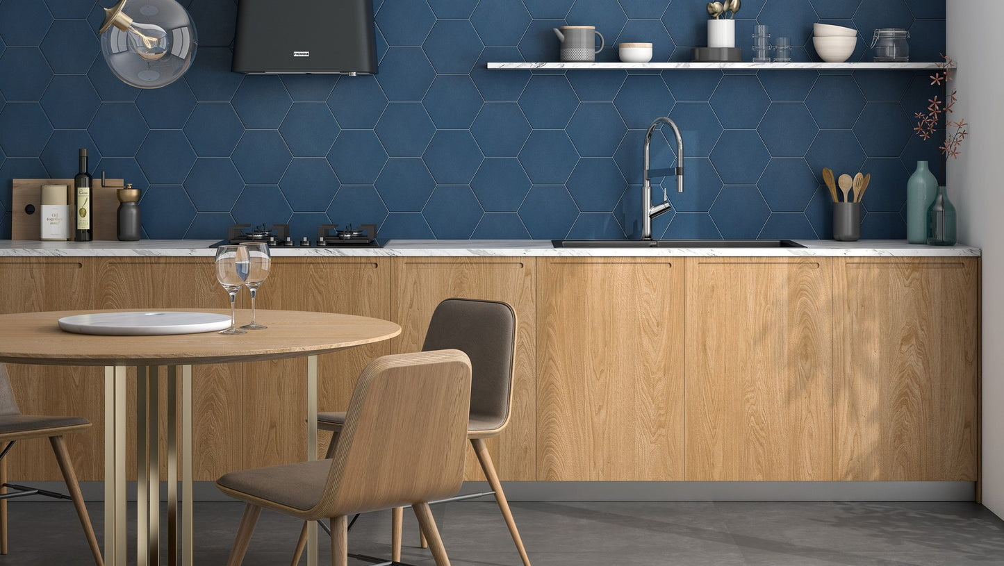 Fliese Mayfair Navi Hexagon matt 19,8×22,8