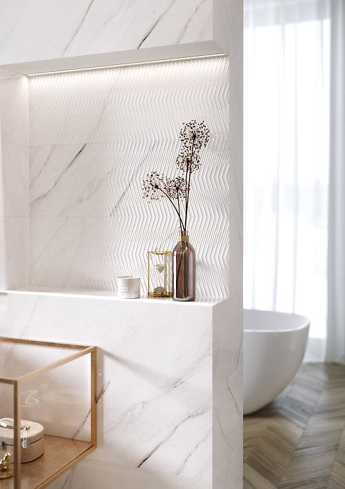 Carrara Chic White Chevron-Fliese, Seite 29 x 89