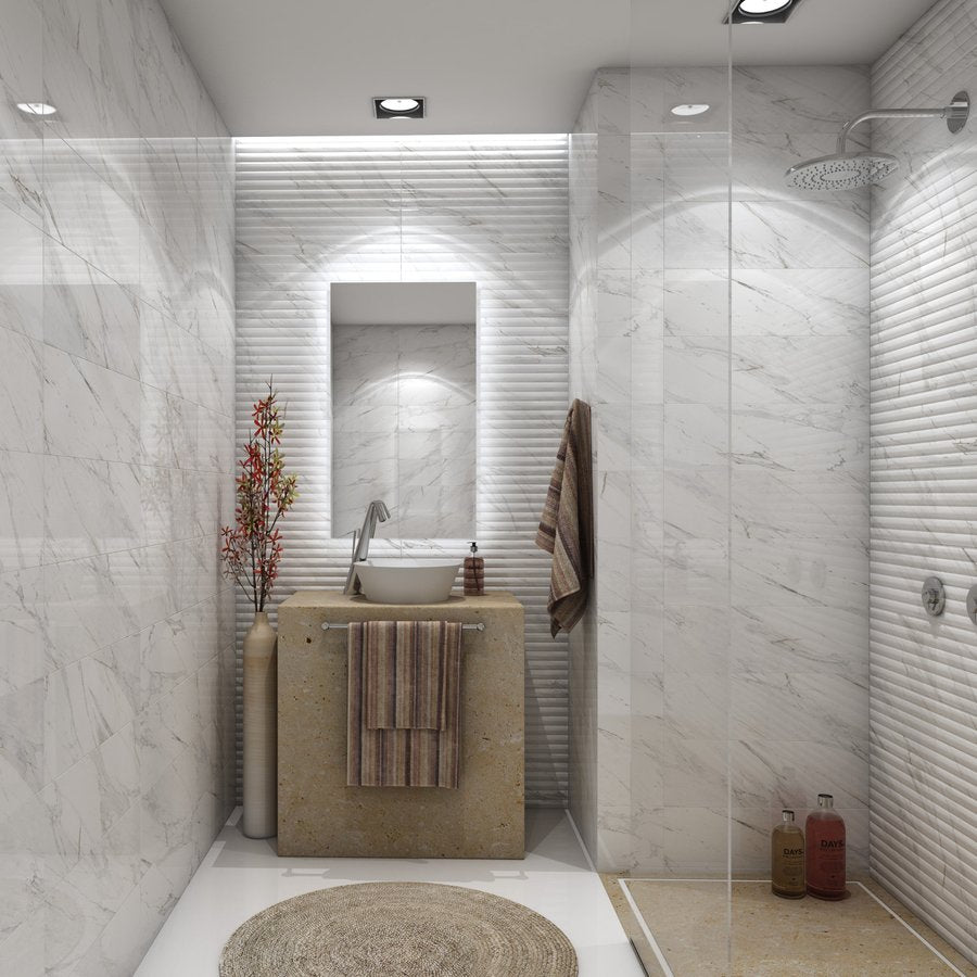 Carrara Blanco Brillo Fliese 20x60