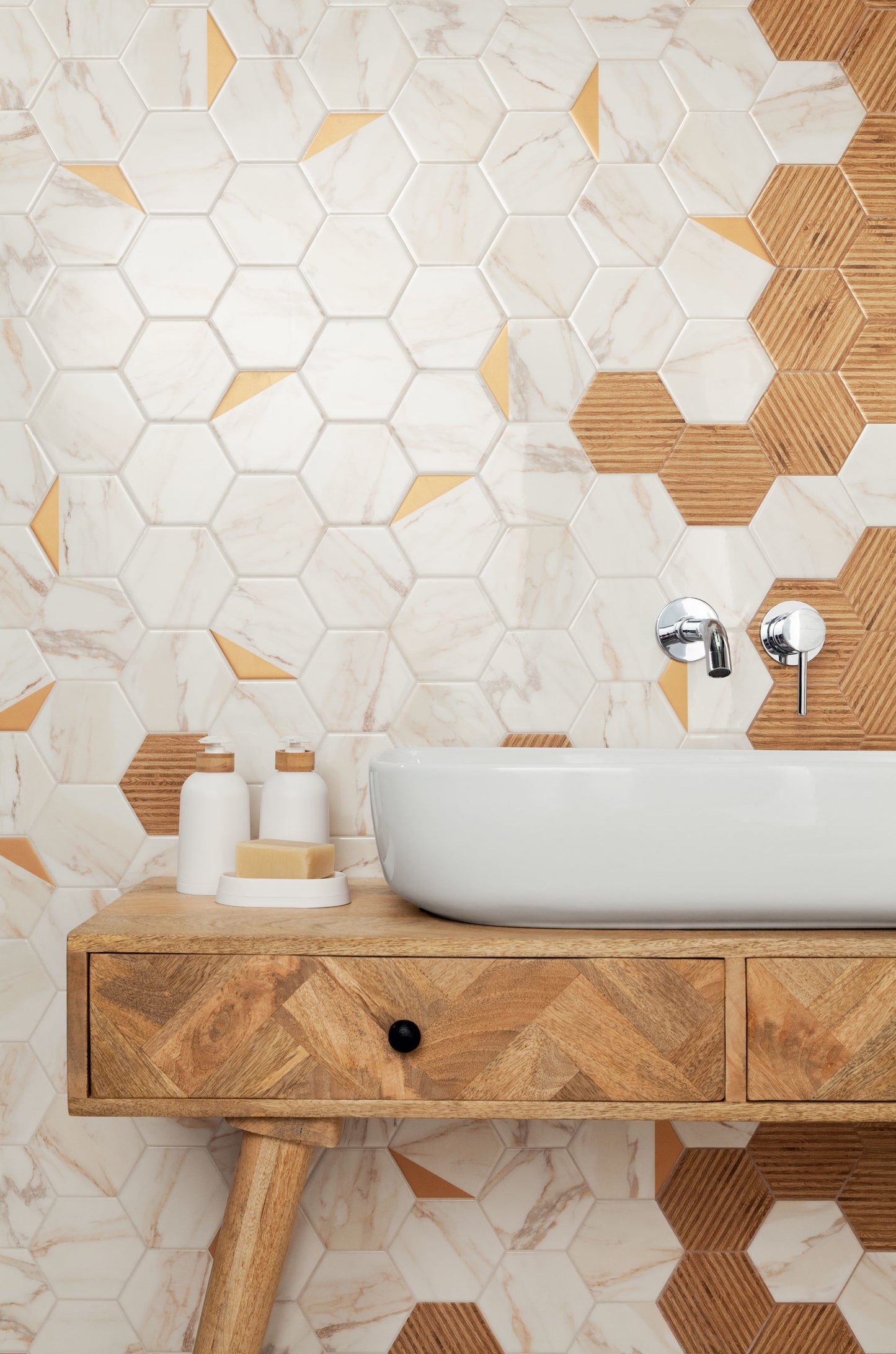 Tile Flare Gold Sechseck 12,5x11
