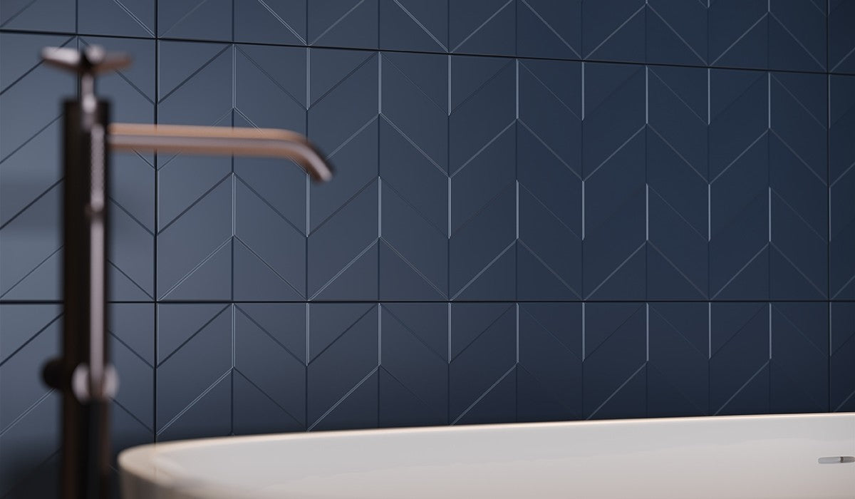 Love You Navy Structure Satin 29x89 Fliese