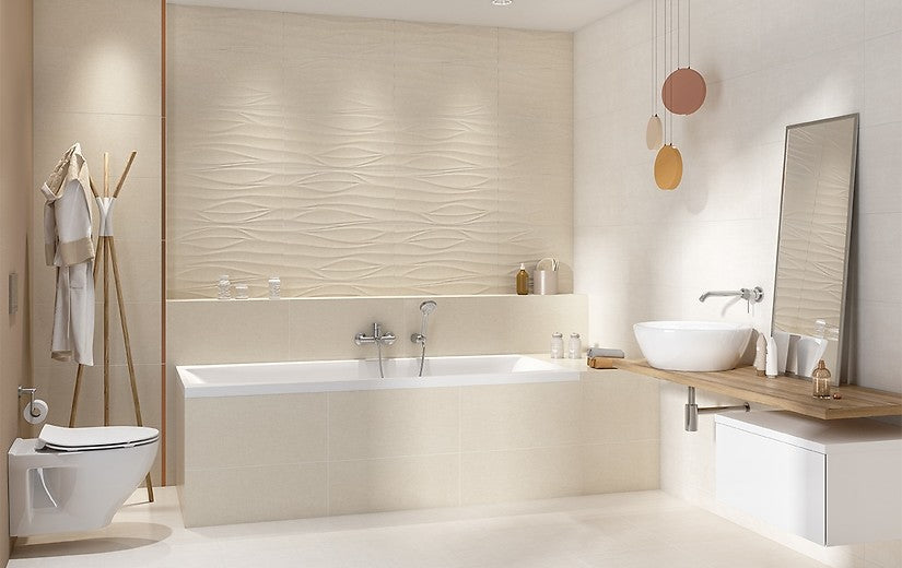 Bezug aus glänzendem Textil-Creme-Satin, 29,8 x 59,8