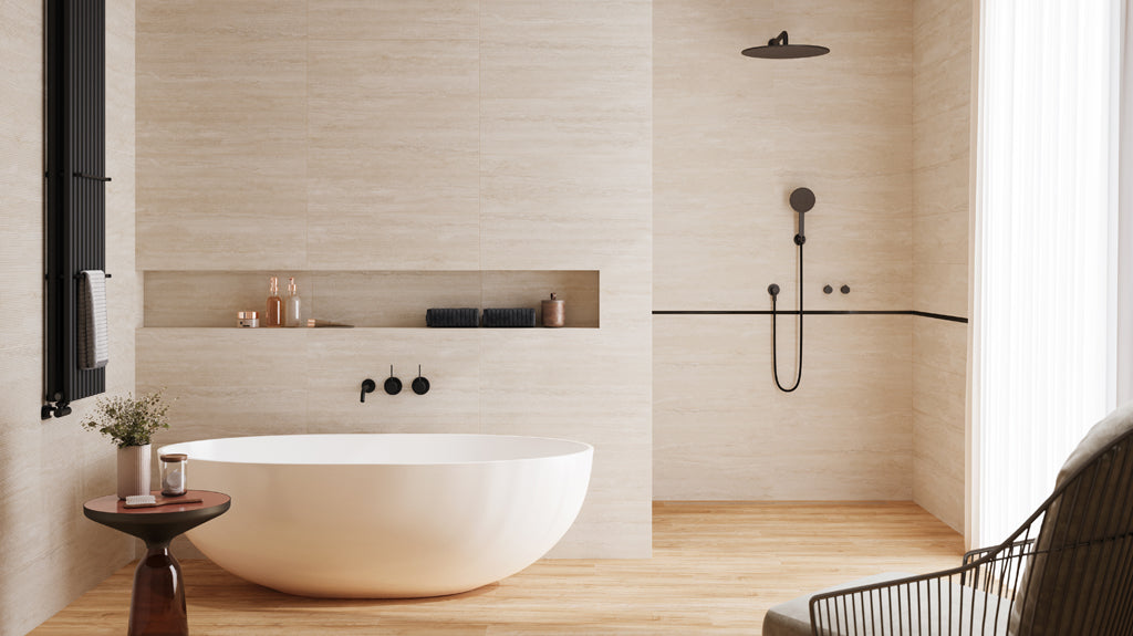 Fliese Travertin Creme Matt 25x75