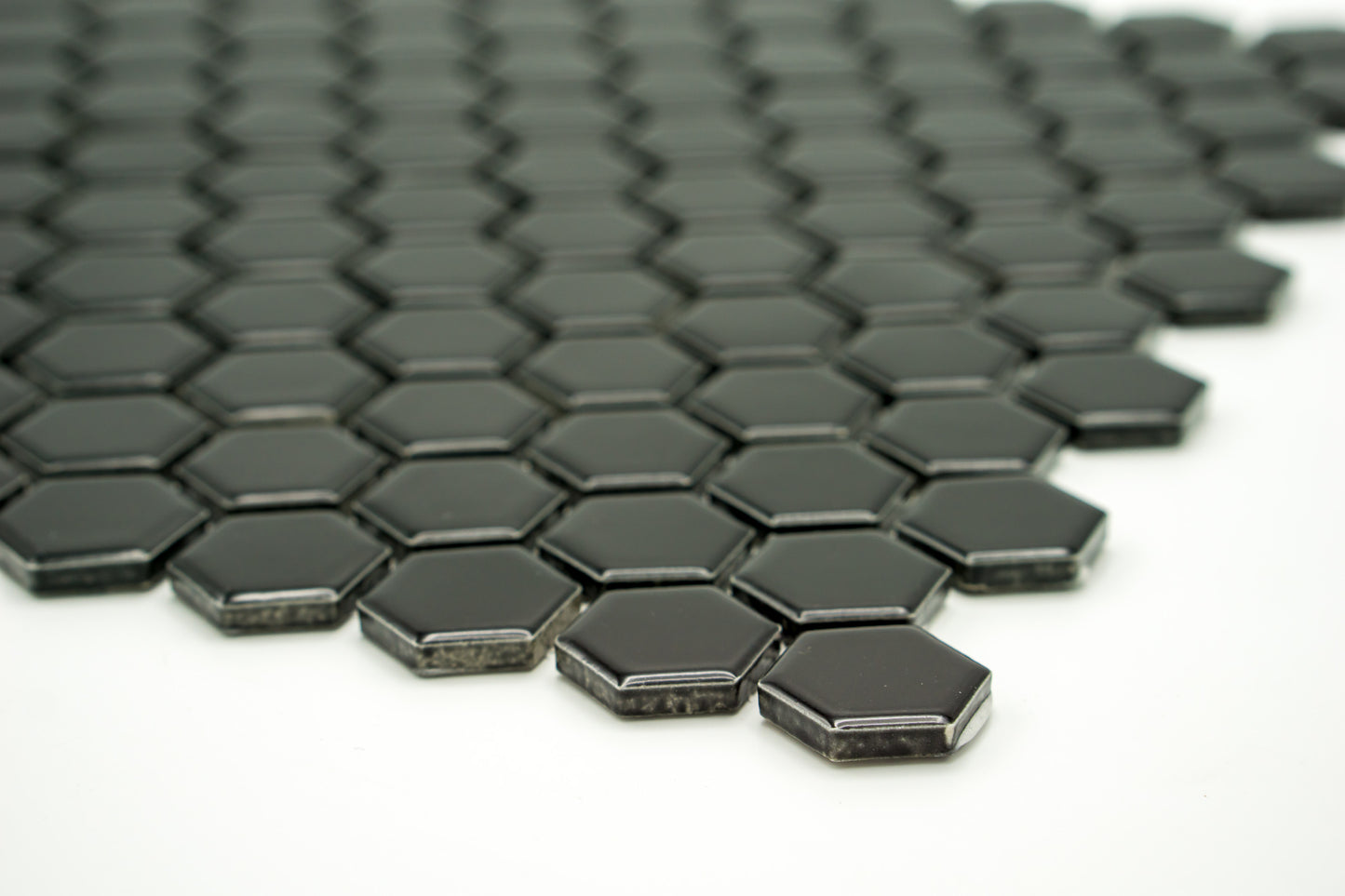 Mosaik Hexagon H HX 89 schwarz 2,3x2,6 glänzend