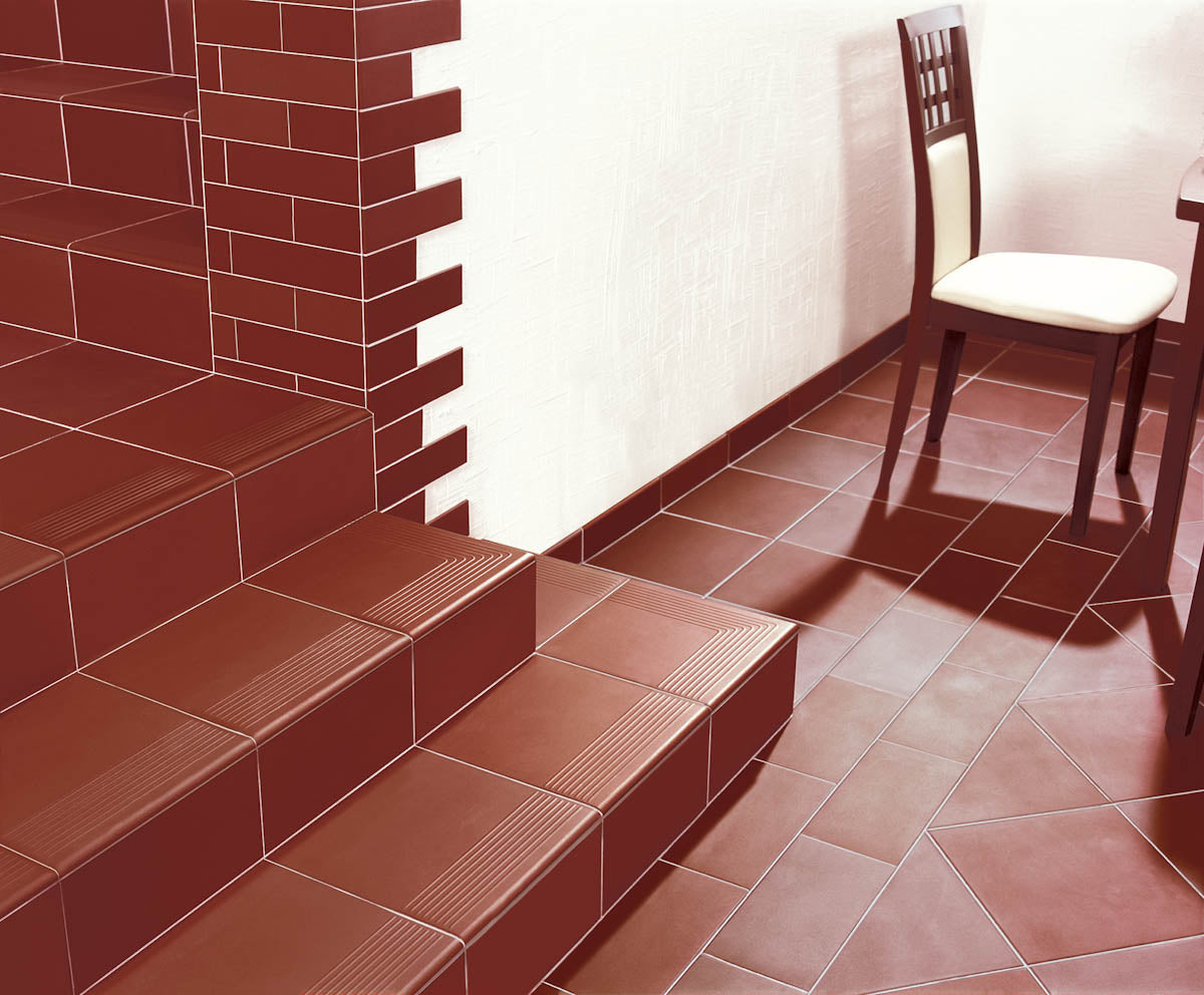 Treppenhaus Eckklinker Natur Rosa 30x30