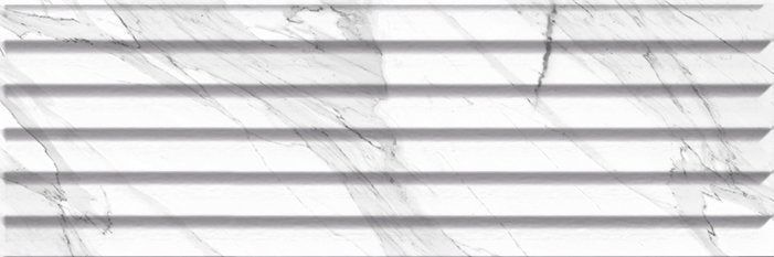 Fliese Carrara Relief Stripe Blanco Brillo G 20x60