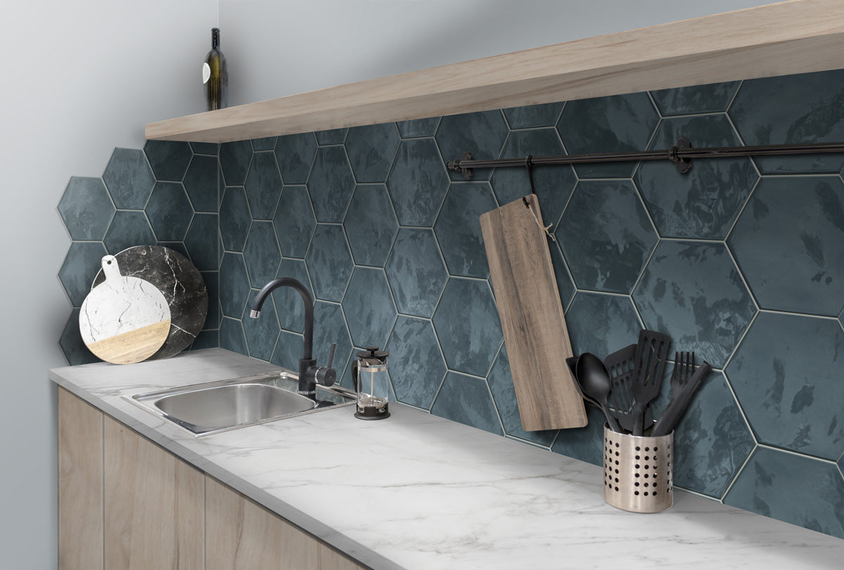 Fliese Hexa Wall Ocean Wave 17,3x15