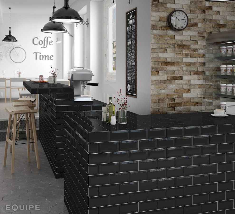 Fliese Metro schwarz 7,5x30