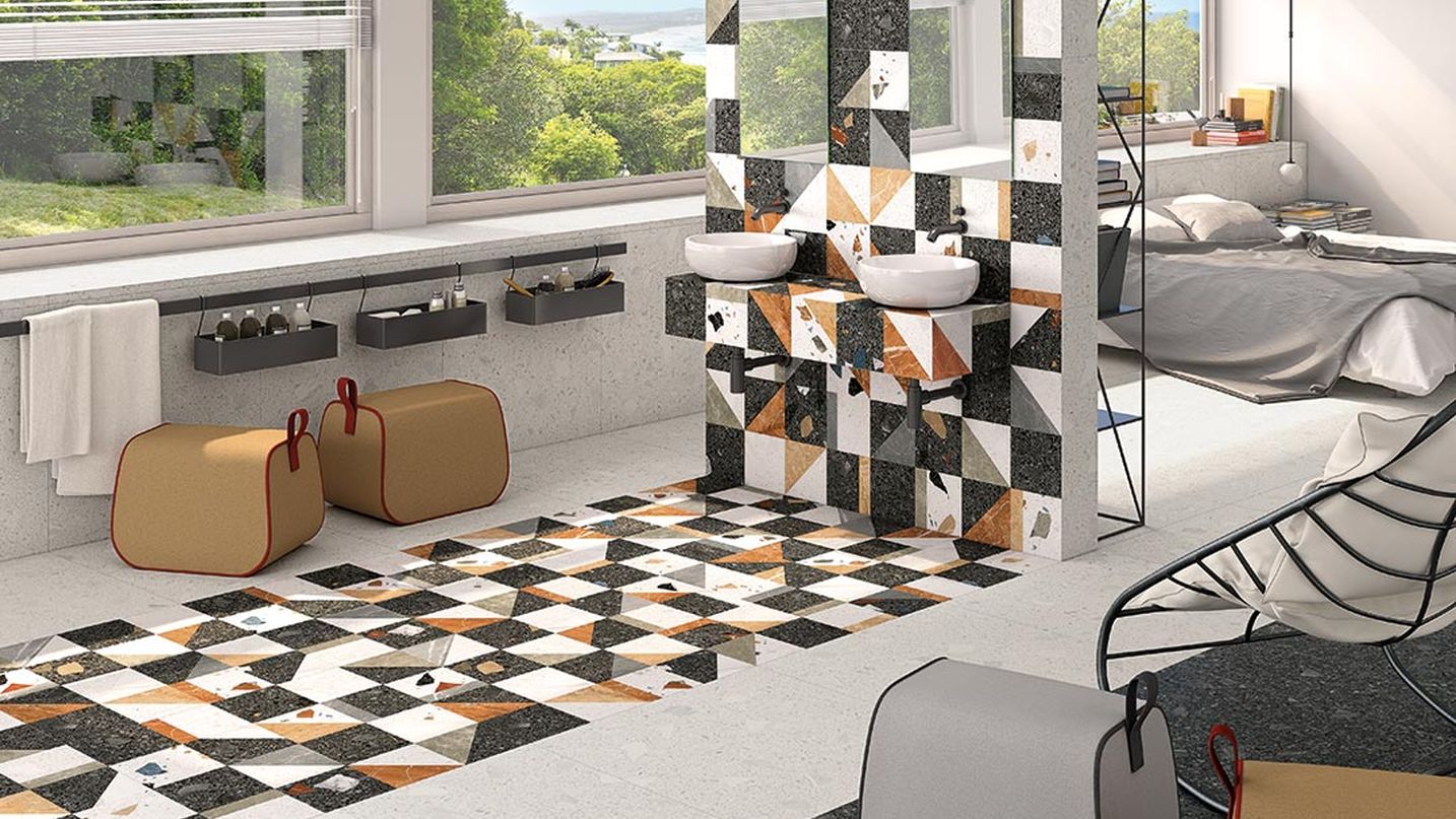 Fliese Stracciatella Stellato R Mehrfarbig 80x80
