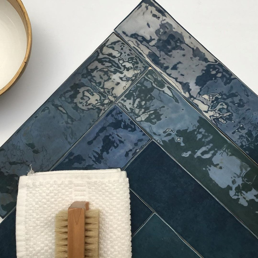 Fliese Atelier Retro Marine Bleu 6,2×25