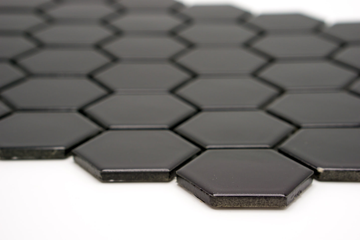 Mosaik Hexagon H HXL 89 schwarz 5,1x5,9 glänzend