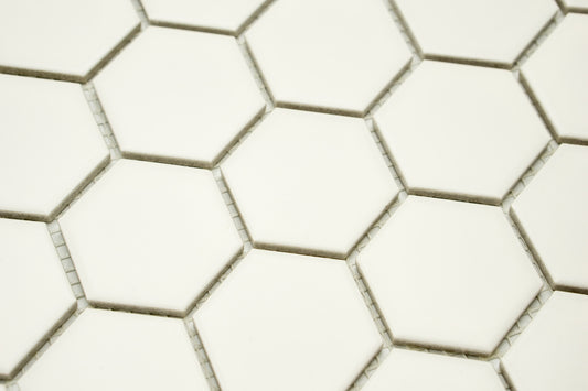 Mosaik Hexagon H HXLA 51 weiß 5,1x5,9 Antirutschmatte