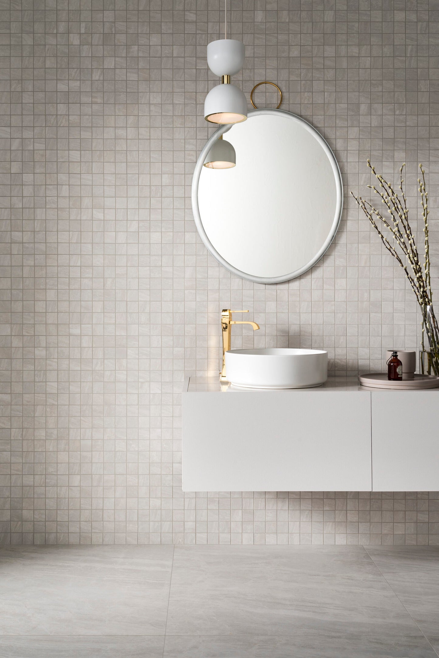 Fliese Cosmic Marmor rektifiziert elfenbeinfarbenes Mosaik 30x30 matt