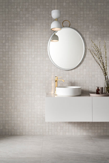 Fliese Cosmic Marmor rektifiziert elfenbeinfarbenes Mosaik 30x30 matt