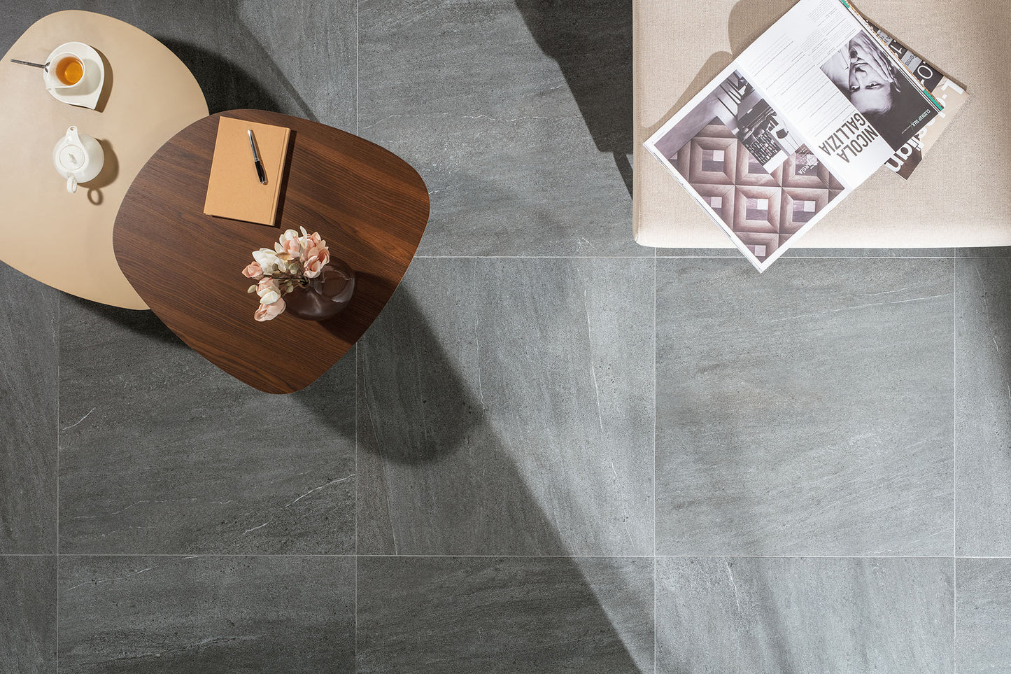 Fliese Quarzit grau Rect. 59,8x59,8