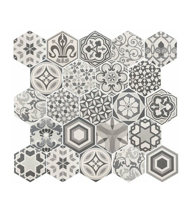 Hexagon Harmony B&amp;W Hexatile 17,5x20