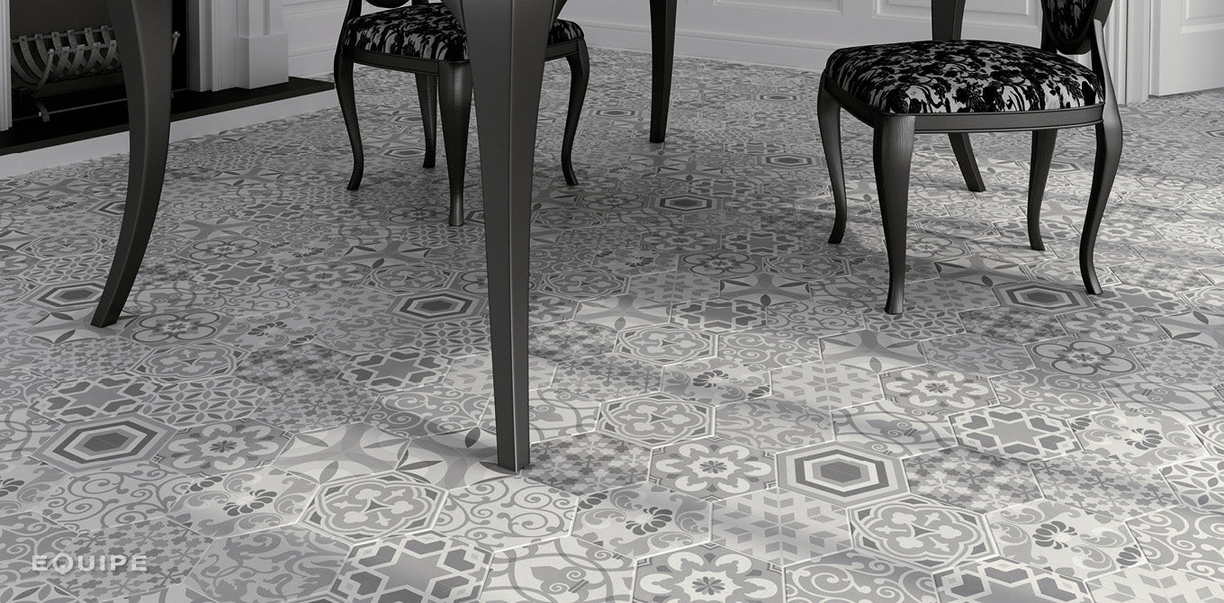 Hexagon Harmony B&amp;W Hexatile 17,5x20