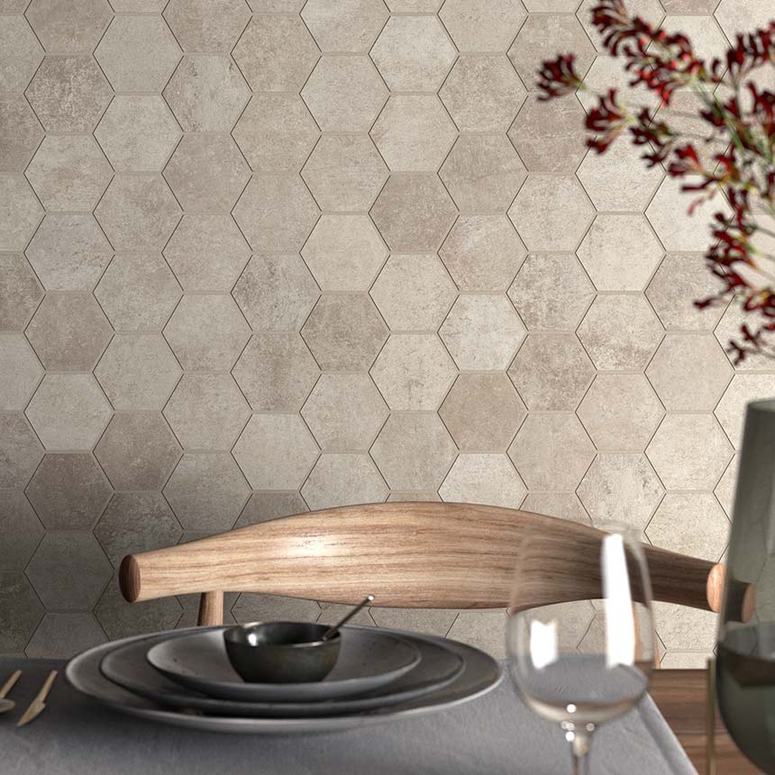 Fliese Heritage Cement Sechseck 30x34