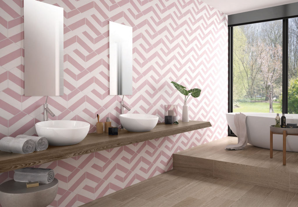 Porto Savona Pink Hex-Fliese. 22x25