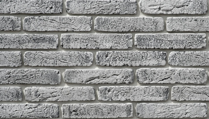 Fassadenstreifen Ziegel OBR Hellgrauer Ziegel 6,5×29 Ecke